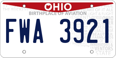 OH license plate FWA3921
