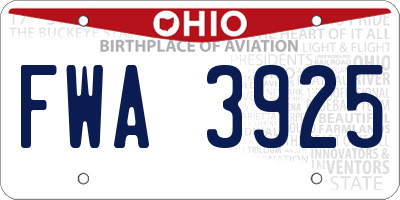 OH license plate FWA3925