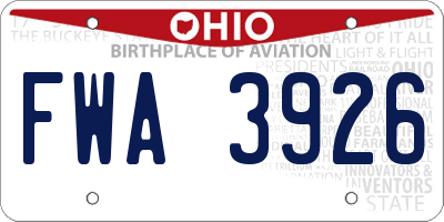 OH license plate FWA3926