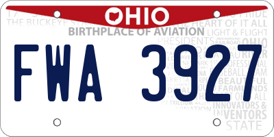 OH license plate FWA3927