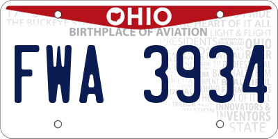 OH license plate FWA3934