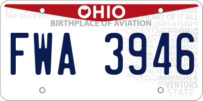 OH license plate FWA3946