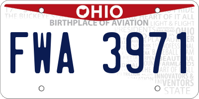 OH license plate FWA3971