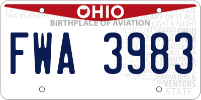 OH license plate FWA3983
