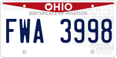 OH license plate FWA3998