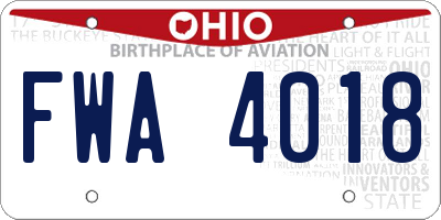 OH license plate FWA4018