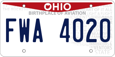 OH license plate FWA4020