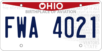 OH license plate FWA4021