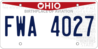 OH license plate FWA4027