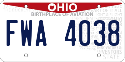 OH license plate FWA4038