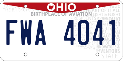 OH license plate FWA4041