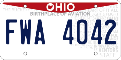 OH license plate FWA4042