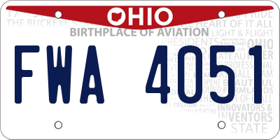OH license plate FWA4051
