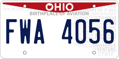 OH license plate FWA4056