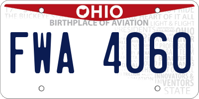 OH license plate FWA4060