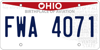 OH license plate FWA4071