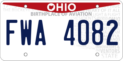OH license plate FWA4082