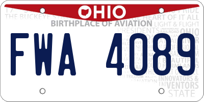 OH license plate FWA4089