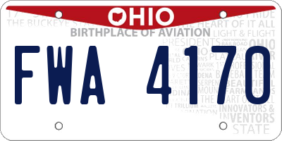 OH license plate FWA4170