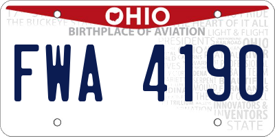OH license plate FWA4190