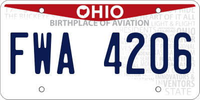 OH license plate FWA4206