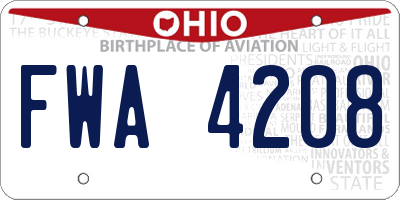 OH license plate FWA4208