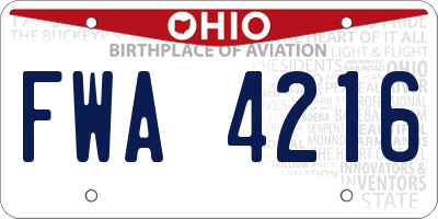 OH license plate FWA4216