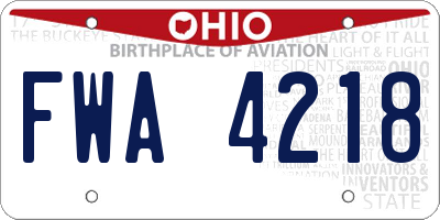 OH license plate FWA4218