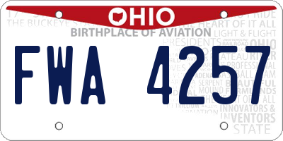 OH license plate FWA4257