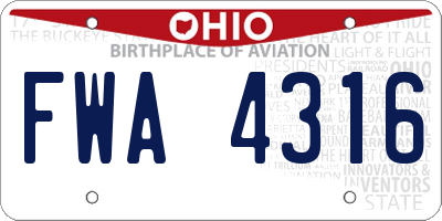 OH license plate FWA4316