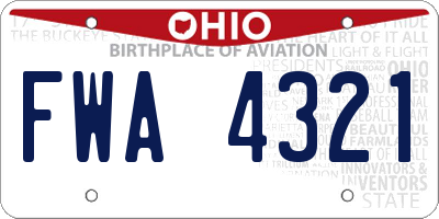 OH license plate FWA4321