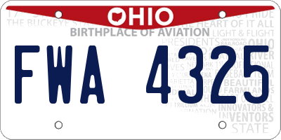 OH license plate FWA4325