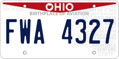 OH license plate FWA4327