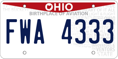 OH license plate FWA4333