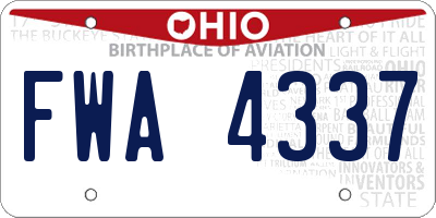 OH license plate FWA4337