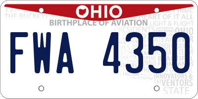 OH license plate FWA4350