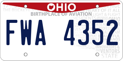 OH license plate FWA4352