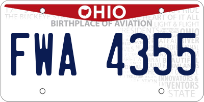 OH license plate FWA4355