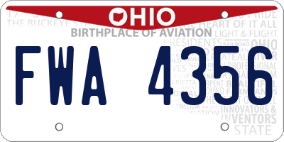 OH license plate FWA4356