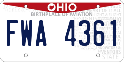 OH license plate FWA4361