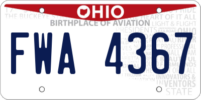 OH license plate FWA4367