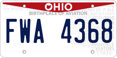 OH license plate FWA4368