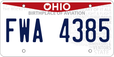 OH license plate FWA4385