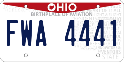 OH license plate FWA4441