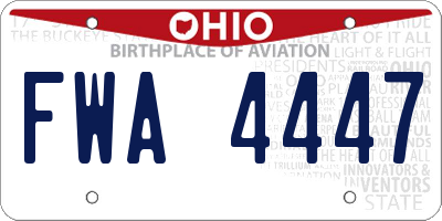 OH license plate FWA4447
