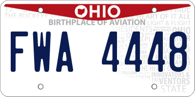 OH license plate FWA4448