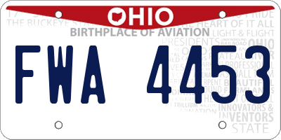 OH license plate FWA4453
