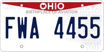 OH license plate FWA4455