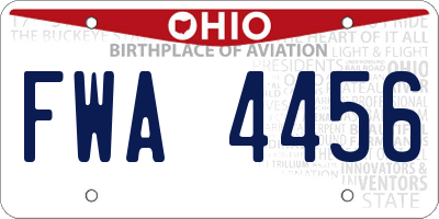 OH license plate FWA4456