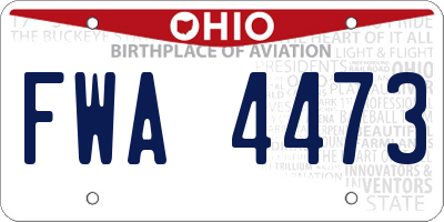 OH license plate FWA4473